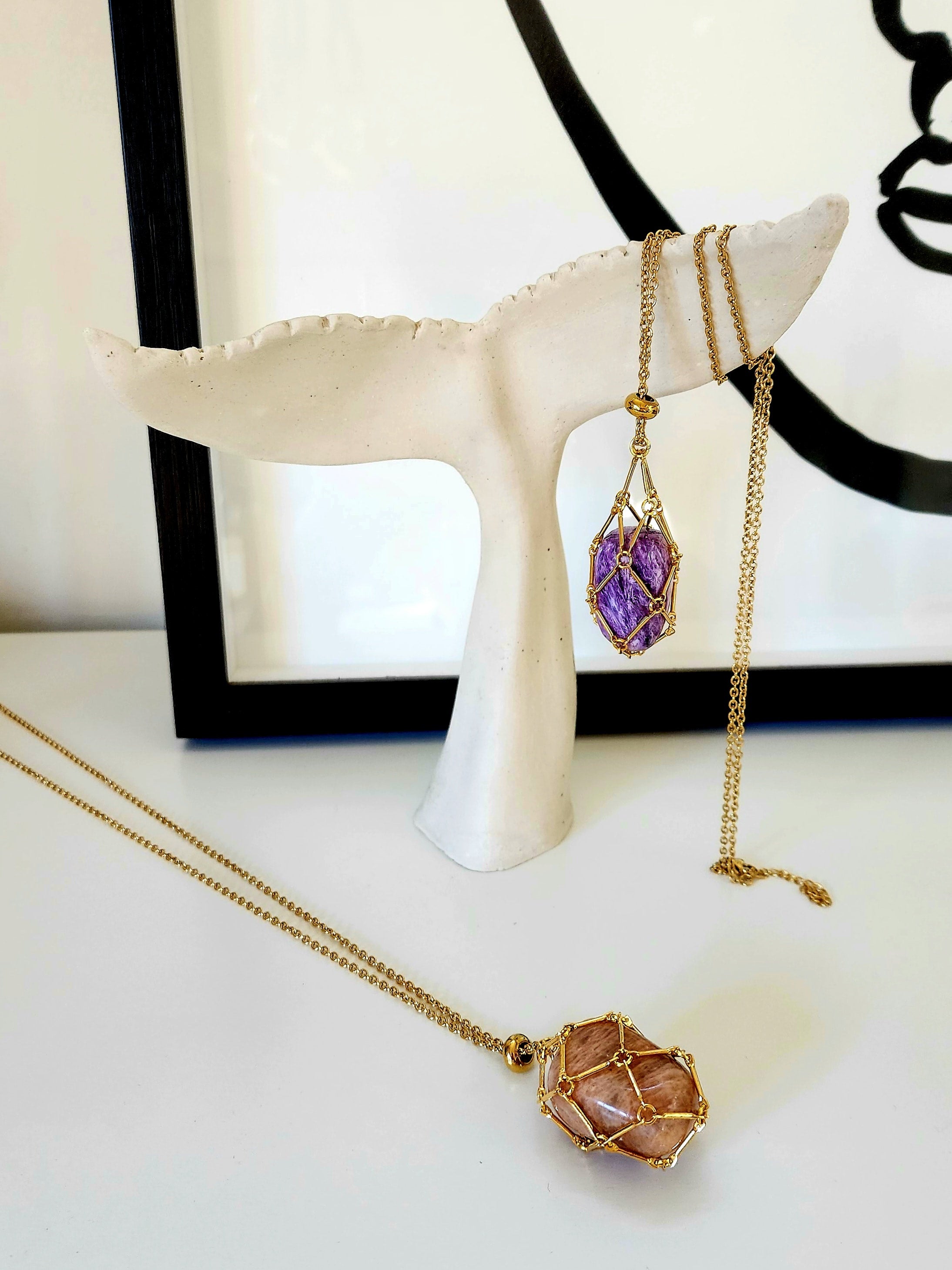 Caged crystal necklace on sale